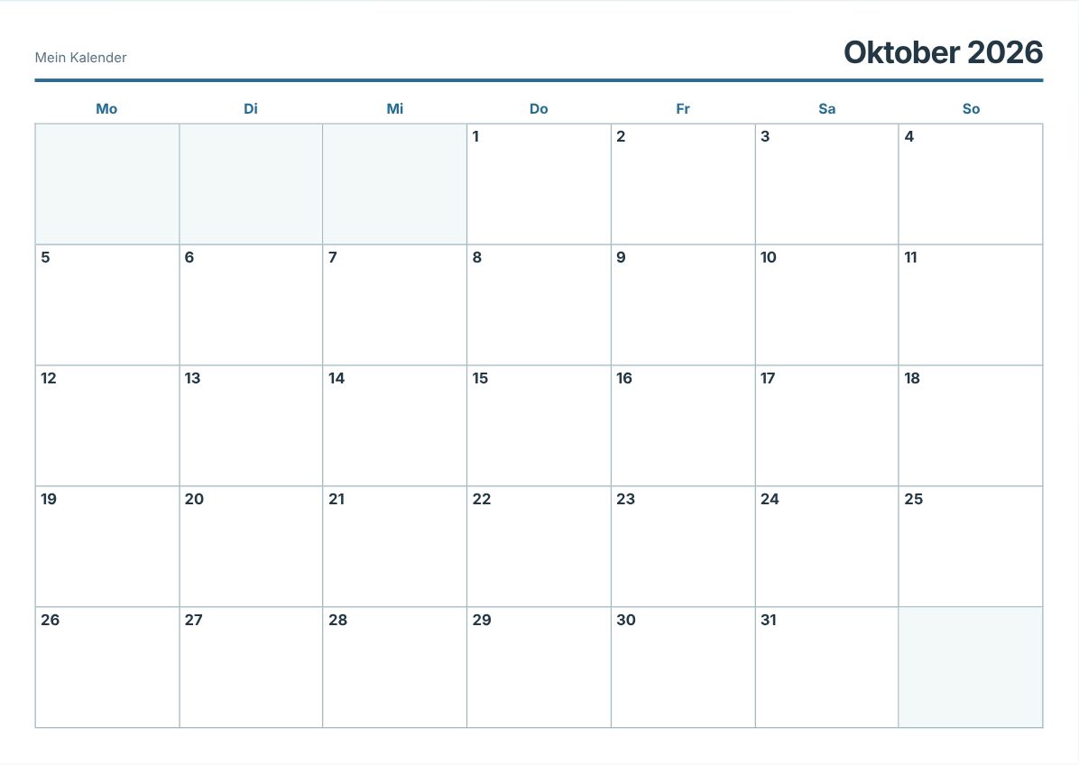 Kostenloser Kalender-Generator zum Ausdrucken