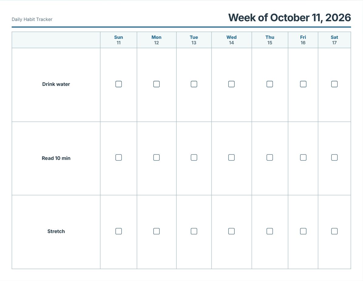 Free Printable Habit Tracker (print preview)