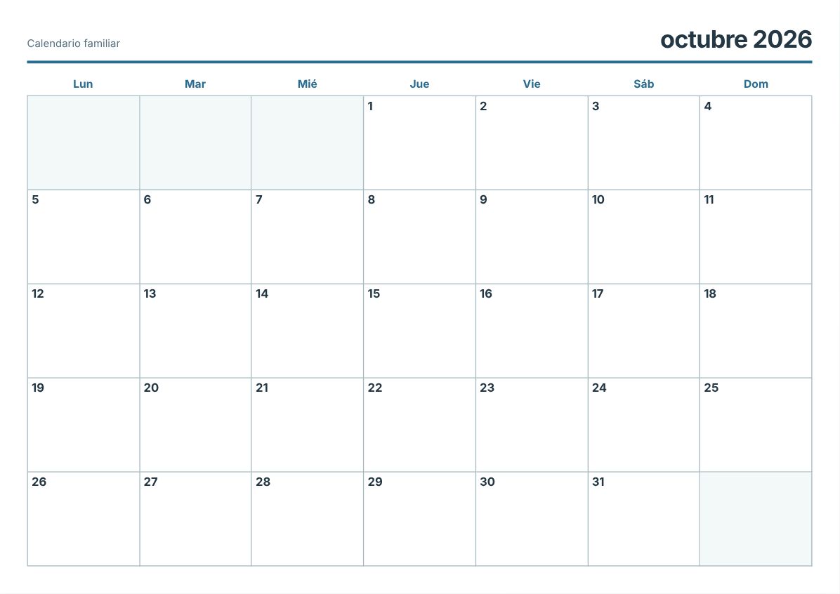Calendario Familiar Imprimible Gratis (vista previa de impresión)