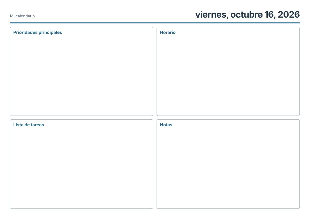 Planificador diario imprimible gratis (vista previa de impresión)