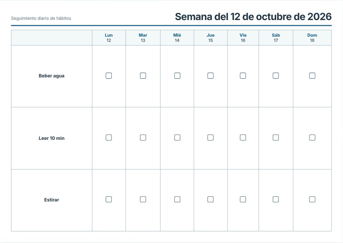 Seguimiento de Hábitos Imprimible Gratis (vista previa de impresión)